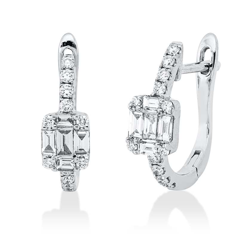Baguette Illusion Creolen Weißgold 18kt 0,5ct