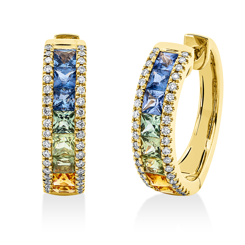 Rainbow & Multicolor Creolen Gelbgold 18kt 0,3ct