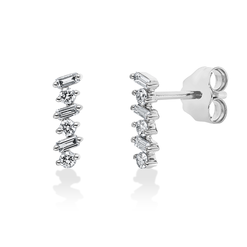 Baguette Ohrschmuck Weißgold 18kt 0,19ct