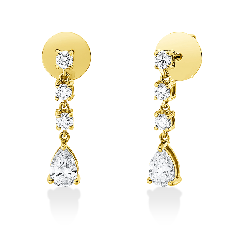 Solitaire mit Besatz Ohrschmuck Gelbgold 18kt 0,93ct