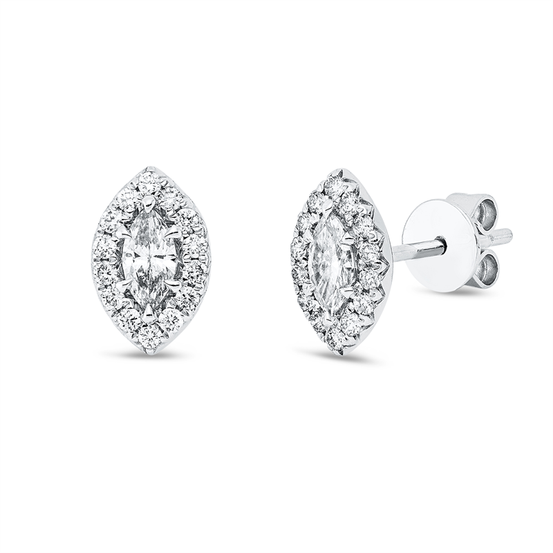 Solitaire mit Besatz Ohrstecker Weißgold 18kt Ref-2X557