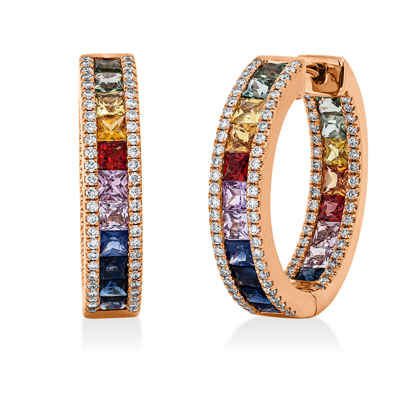 Rainbow & Multicolor Creolen Rotgold 18kt 0,65ct
