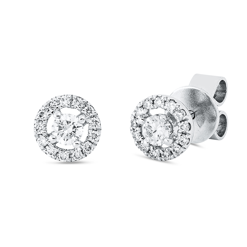 Solitaire mit Besatz Ohrstecker Weißgold 18kt 0,3ct