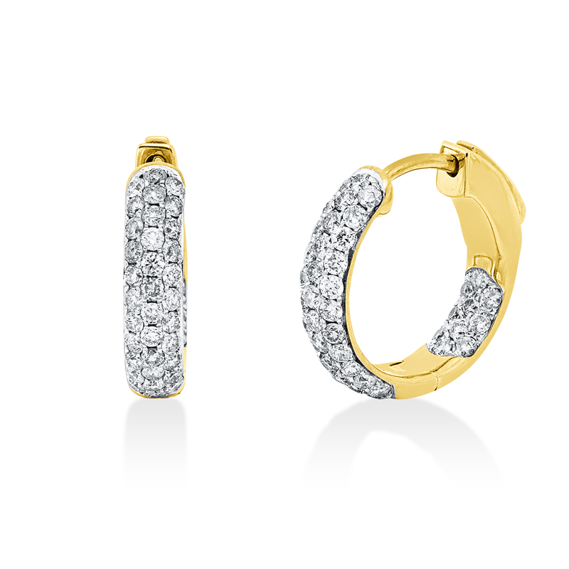 Pavé Creolen Gelbgold 18kt 0,94ct