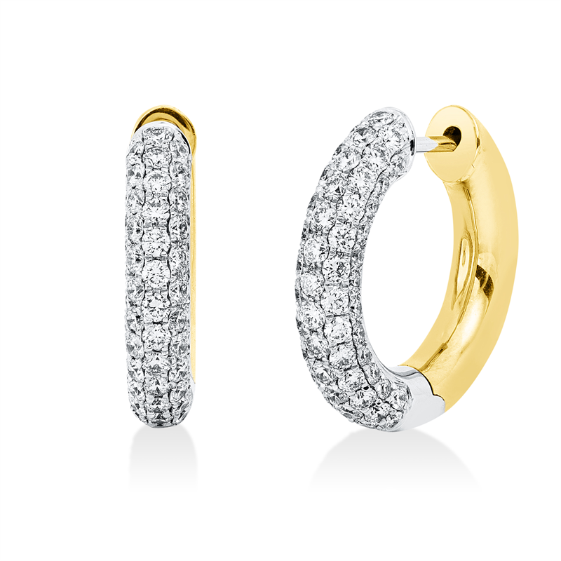 Pavé Creolen Weißgold / Gelbgold 14kt Ref-2X744