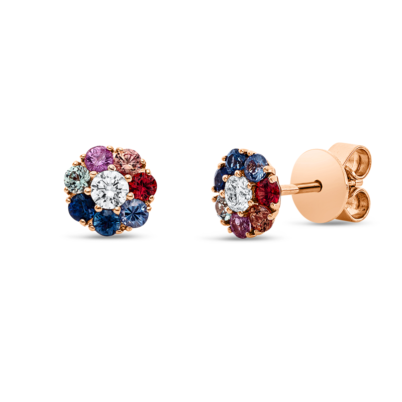Rainbow & Multicolor Ohrstecker Rotgold 18kt 0,15ct