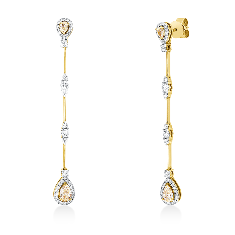 Farbiger Diamant Ohrschmuck Gelbgold / Weißgold 18kt 1,8ct