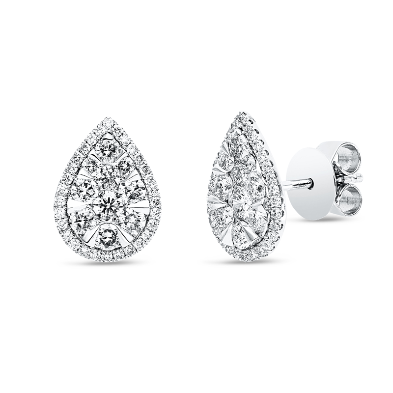 Illusion Classic Ohrstecker Weißgold Platin 950 95kt 1,05ct