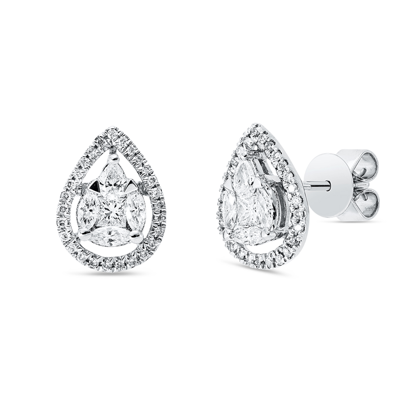 Baguette Illusion Ohrstecker Weißgold 18kt 0,67ct