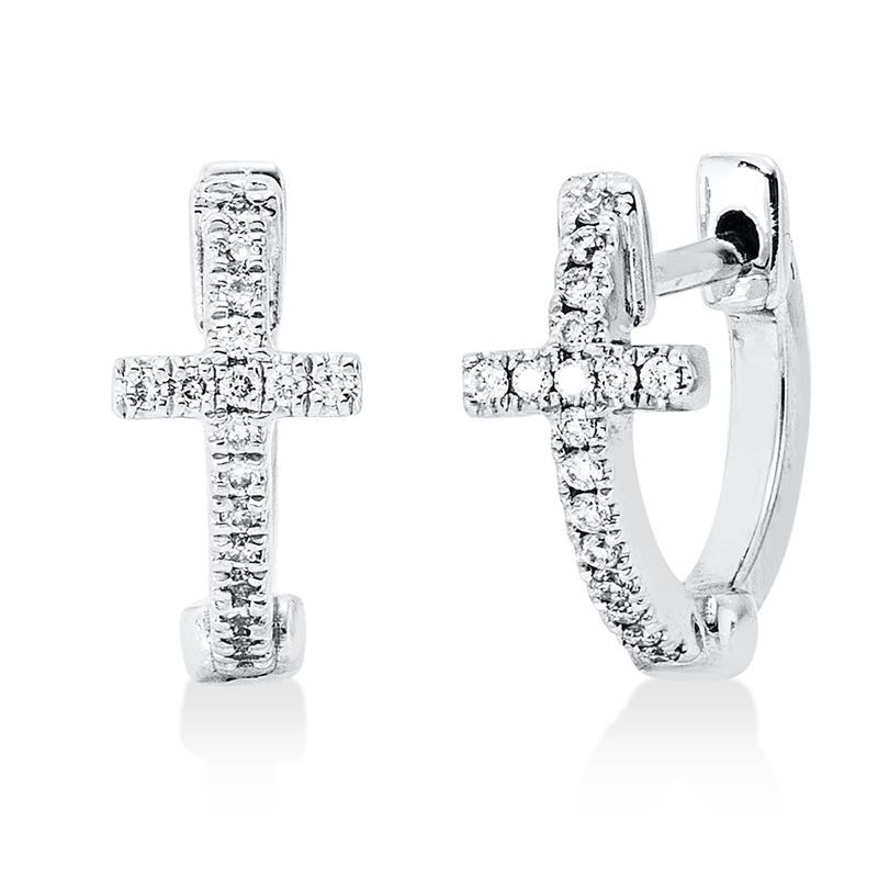 Kreuz Creolen Weißgold 18kt 0,06ct