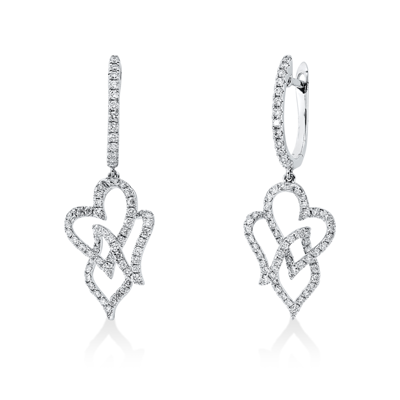 Herz Ohrschmuck Weißgold 18kt 0,89ct