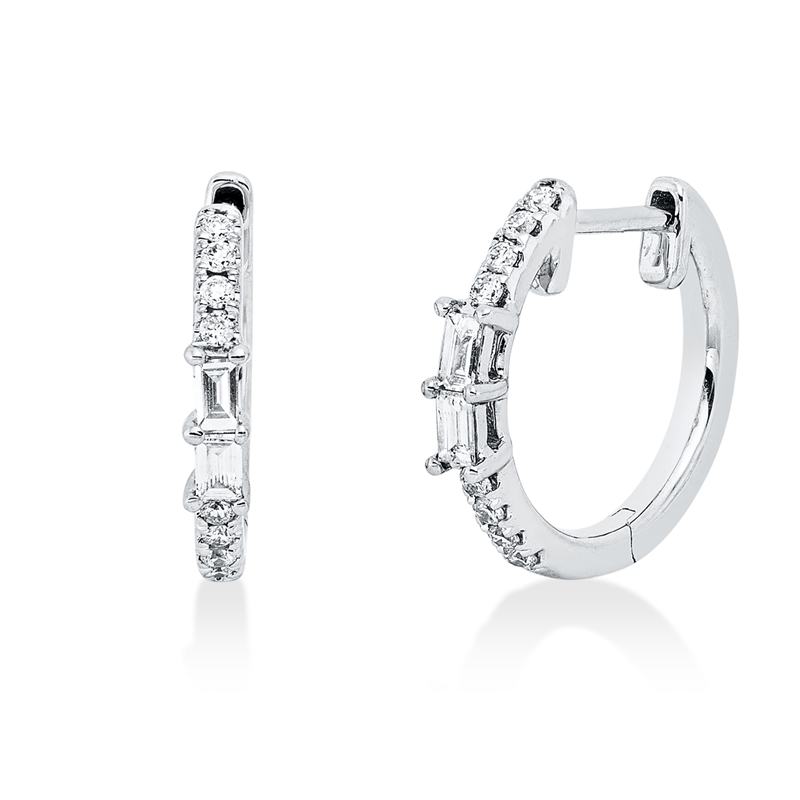Baguette Creolen Weißgold 18kt 0,18ct