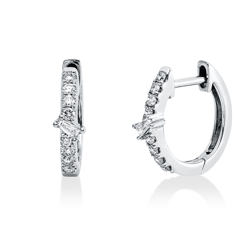 Baguette Creolen Weißgold 18kt 0,2ct