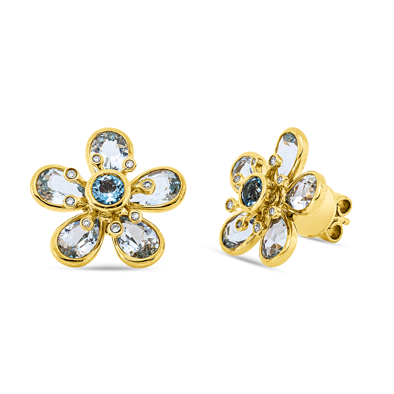 Farbstein Fashion Ohrstecker Gelbgold 18kt 0,07ct