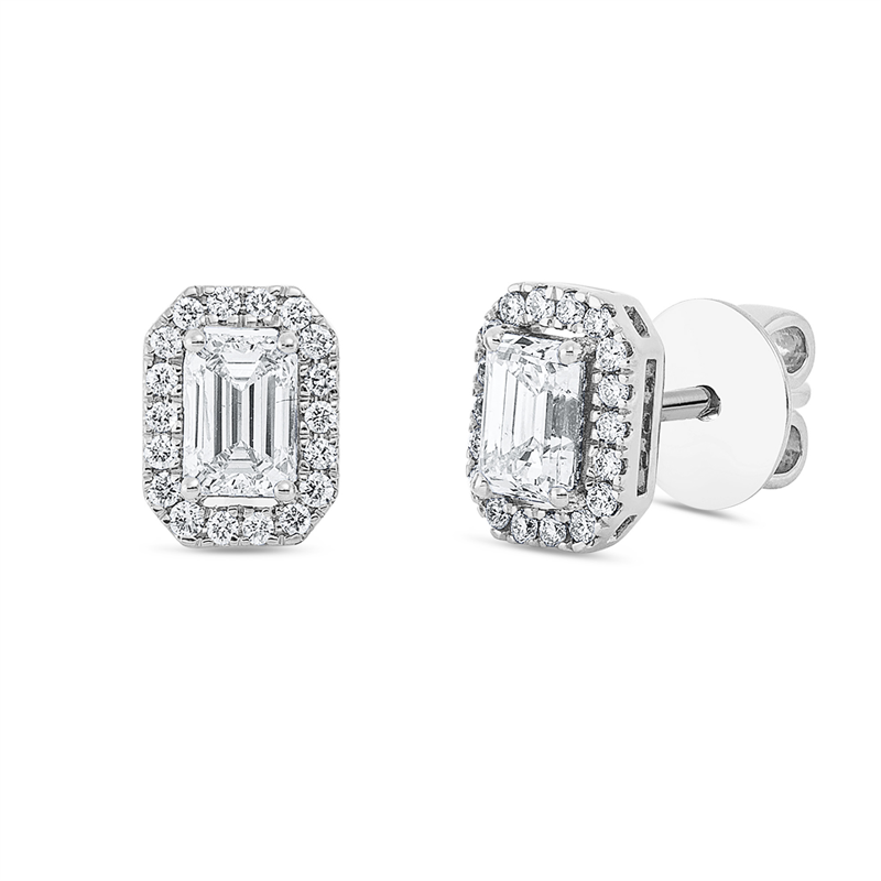 Baguette Illusion Ohrstecker Weißgold 18kt 0,98ct