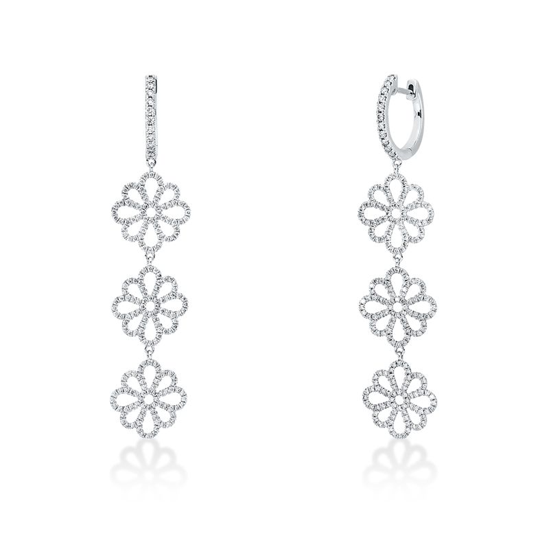 Mehrfachsteinbesatz Ohrschmuck Weißgold 18kt 1,02ct