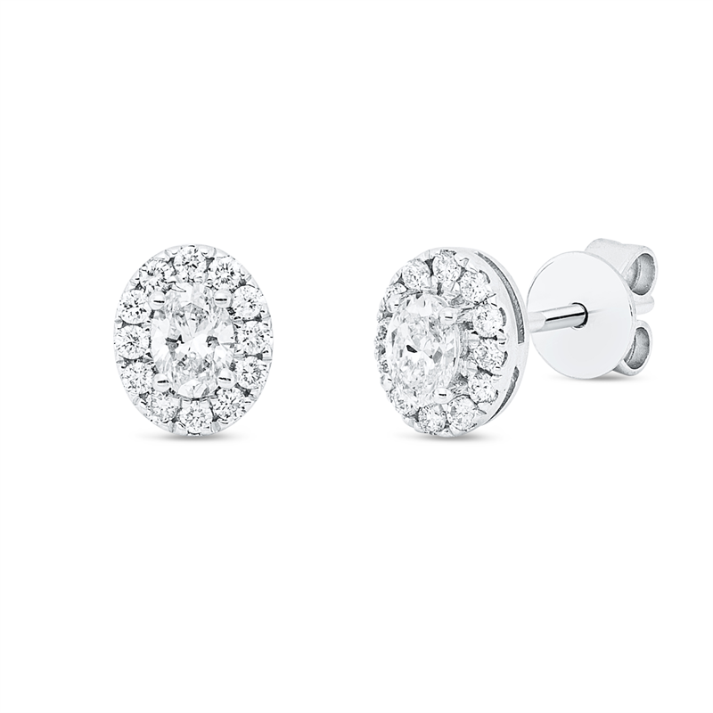 Solitaire mit Besatz Ohrstecker Weißgold 18kt 0,43ct