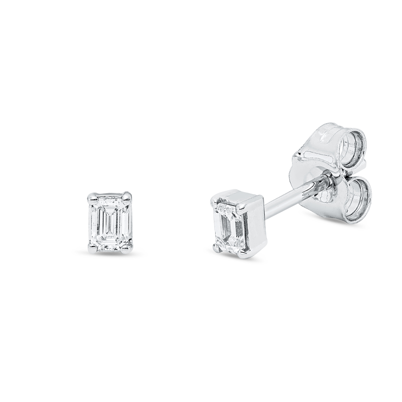 Baguette Ohrstecker Weißgold 18kt 0,16ct
