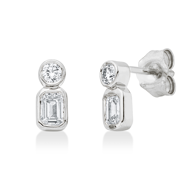 Solitaire mit Besatz Ohrstecker Weißgold 18kt 0,51ct