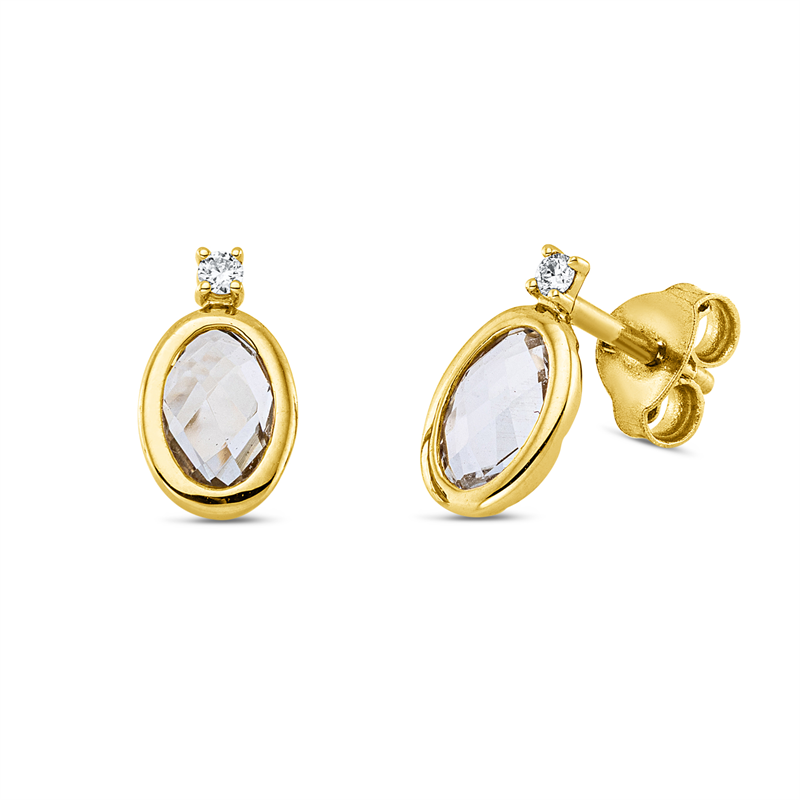 Farbstein Fashion Ohrstecker Gelbgold 18kt 0,03ct