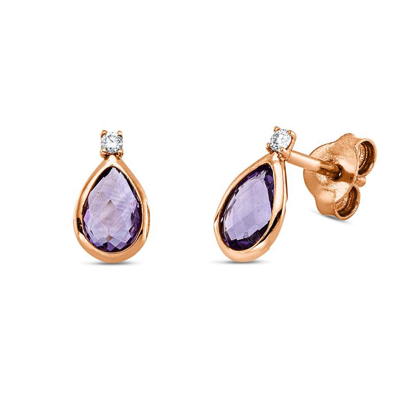 Farbstein Fashion Ohrstecker Rotgold 18kt 0,03ct