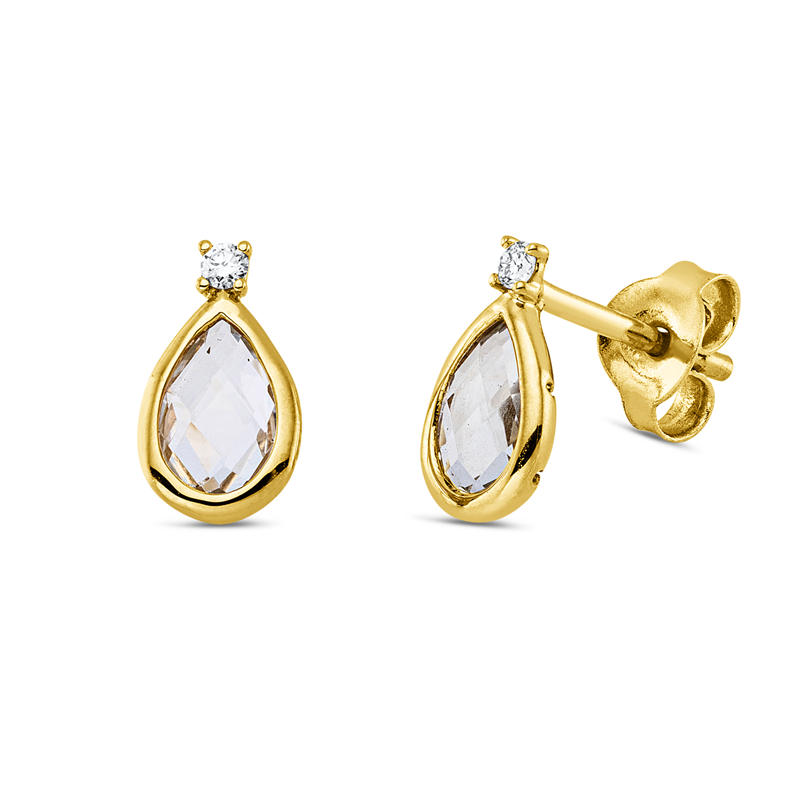 Farbstein Fashion Ohrstecker Gelbgold 18kt 0,03ct