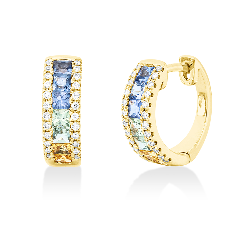 Farbstein Fashion Creolen Gelbgold 18kt 0,19ct