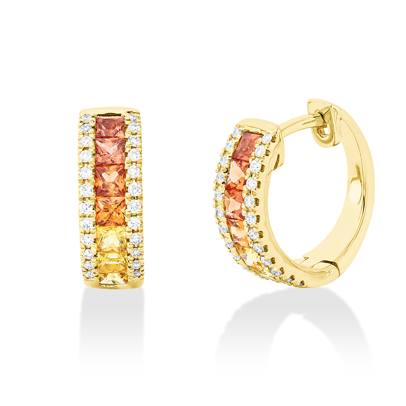 Farbstein Fashion Creolen Gelbgold 18kt 0,19ct