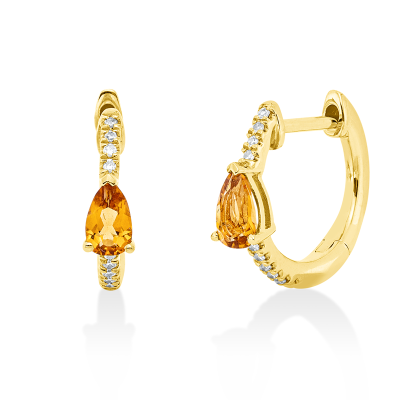 Farbstein Fashion Creolen Gelbgold 18kt 0,32ct
