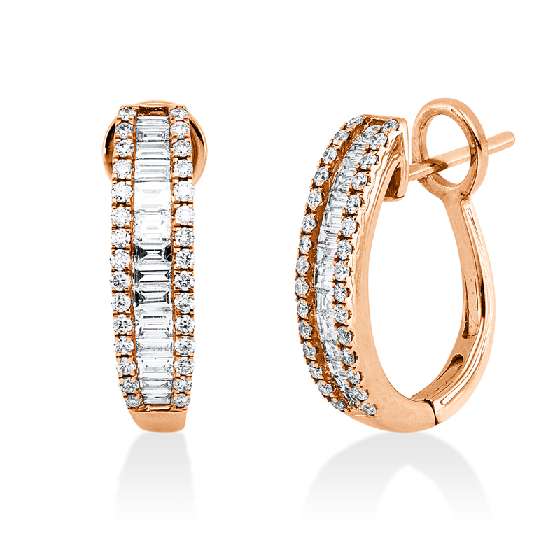 Baguette Creolen Rotgold 14kt 0,88ct
