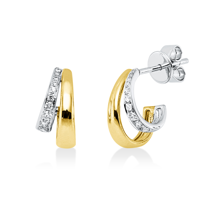 Modern Woman Ohrstecker Weißgold / Gelbgold 14kt 0,18ct