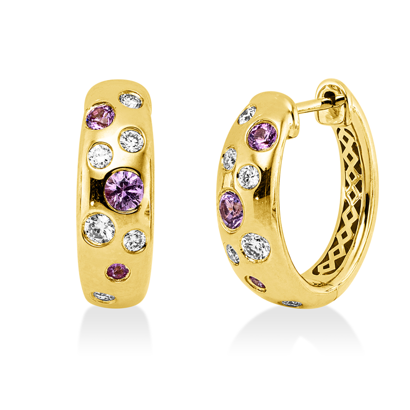 Farbstein Classic Creolen Gelbgold 14kt 0,22ct