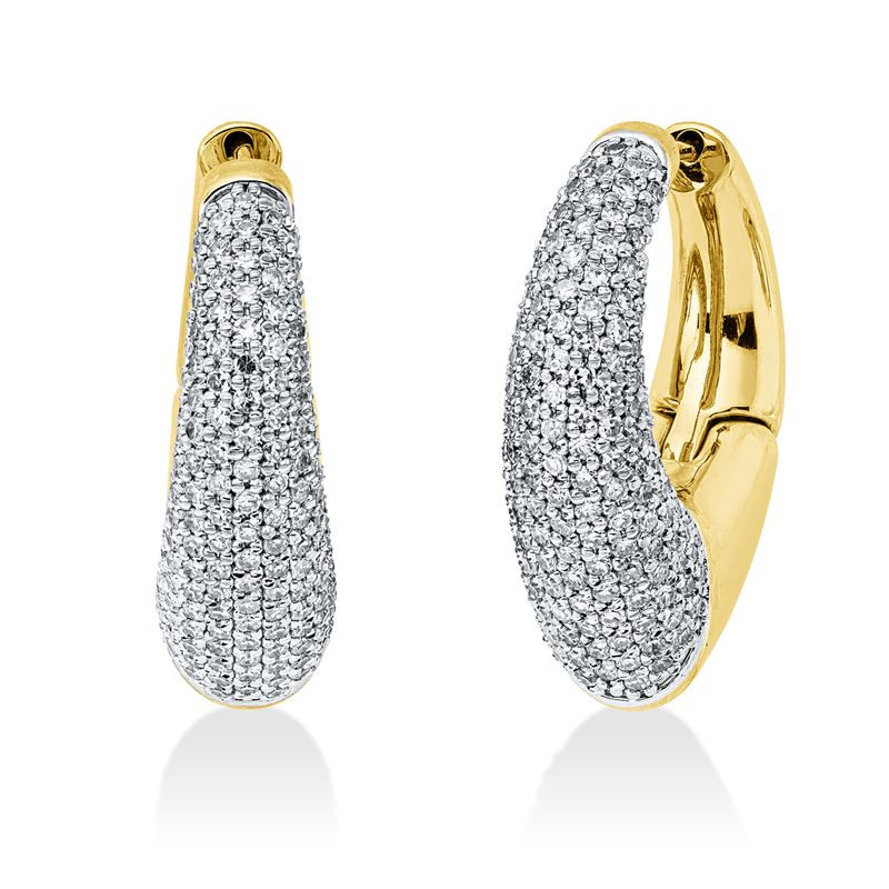 Pavé Creolen Gelbgold / Weißgold 14kt 1,91ct