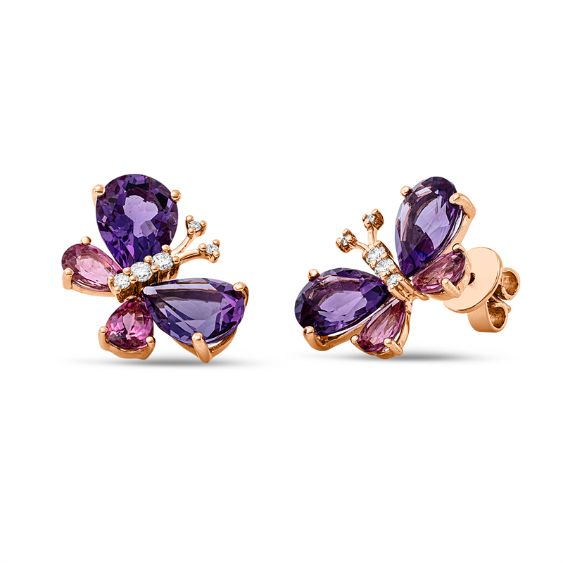 Farbstein Fashion Ohrstecker Rotgold 18kt 0,17ct