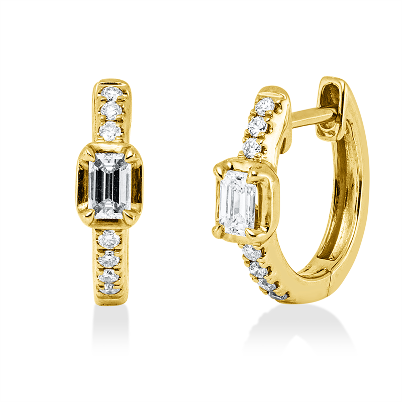 Baguette Creolen Gelbgold 18kt 0,28ct