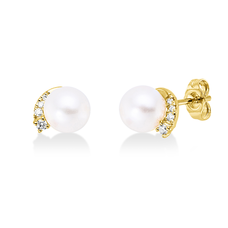 Perle Ohrstecker Gelbgold 14kt 0,09ct