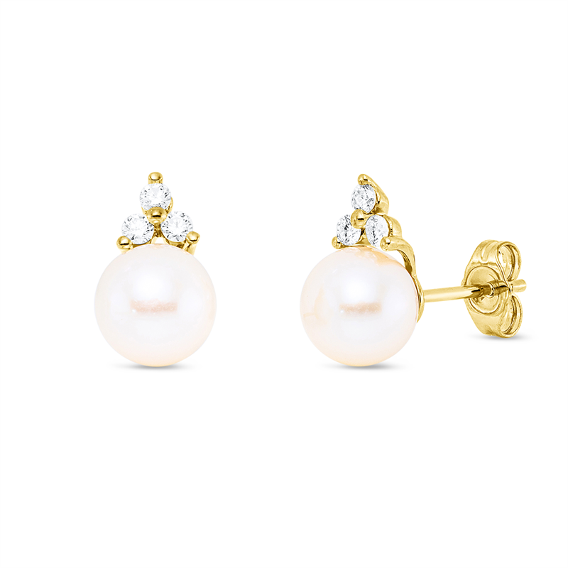 Perle Ohrstecker Gelbgold 14kt 0,2ct