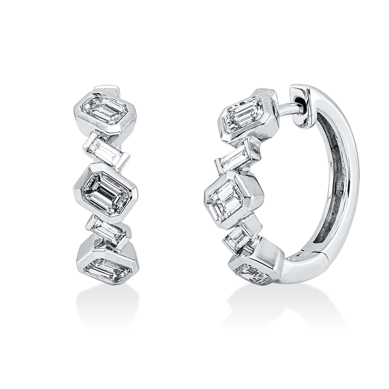 Baguette Creolen Weißgold 18kt 1ct