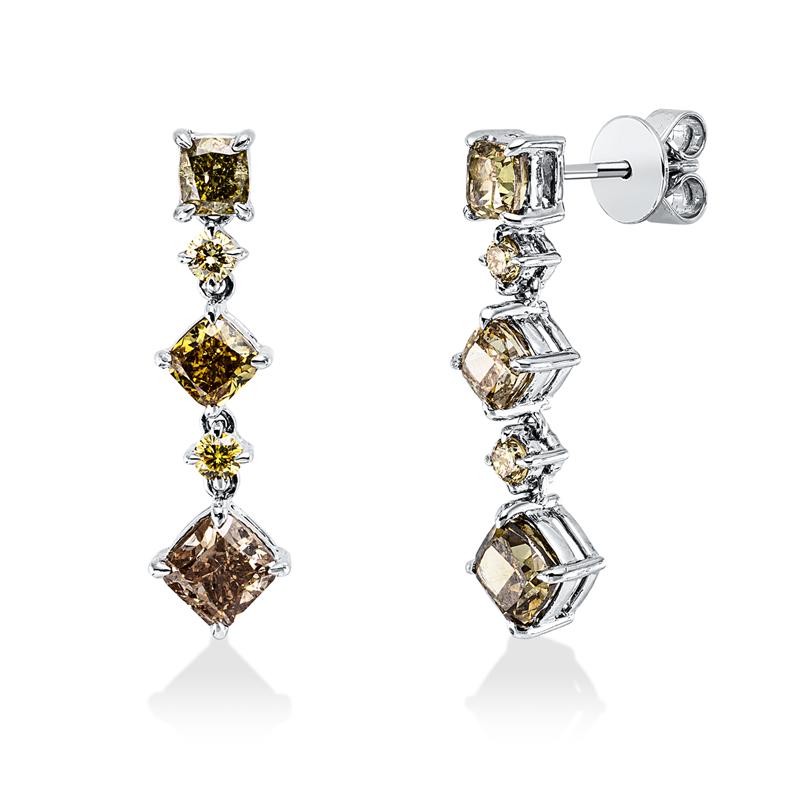 Farbiger Diamant Ohrschmuck Weißgold 18kt 2,85ct