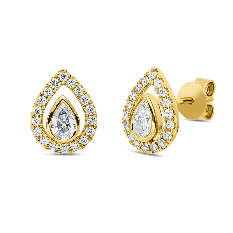 Solitaire mit Besatz Ohrstecker Gelbgold 14kt 0,75ct