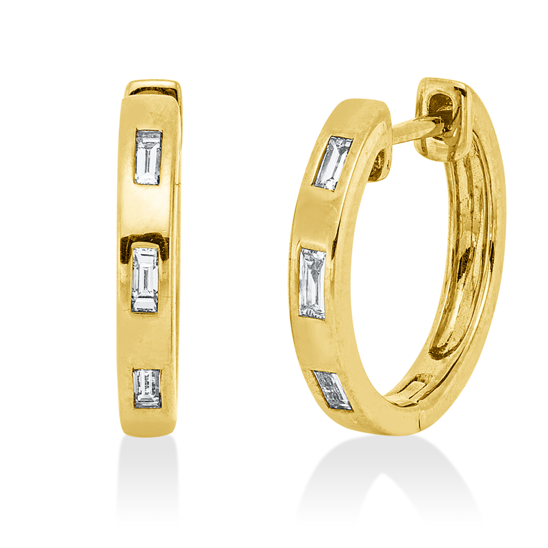 Baguette Creolen Gelbgold 18kt 0,13ct