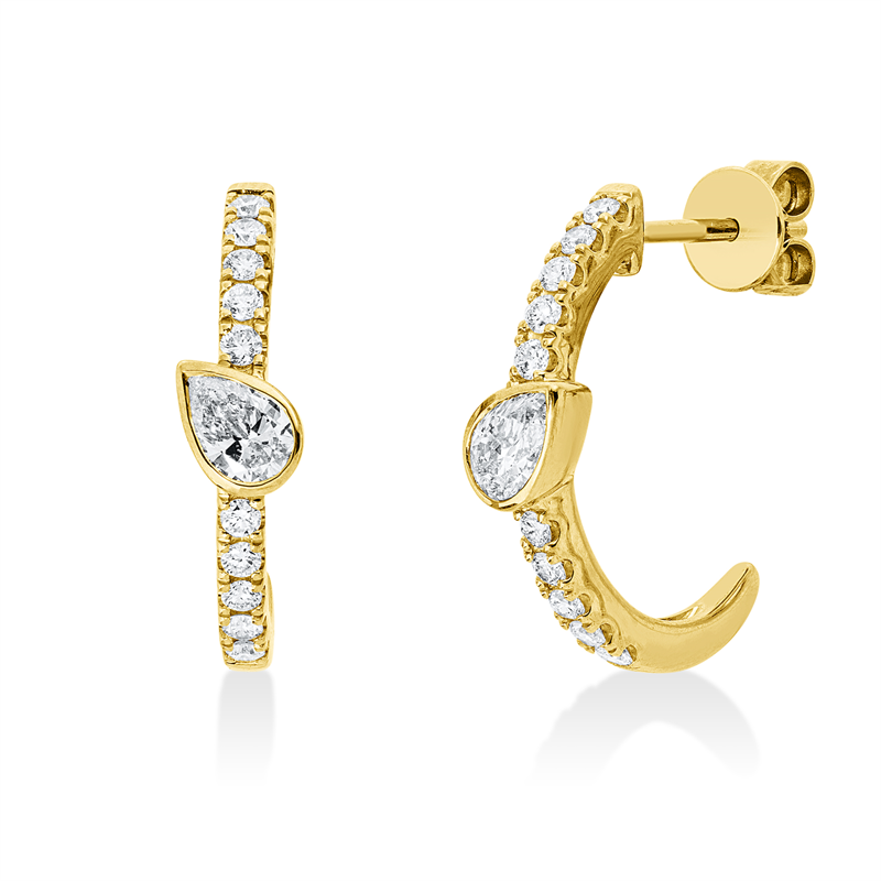 Solitaire mit Besatz Ohrschmuck Gelbgold 14kt 0,8ct