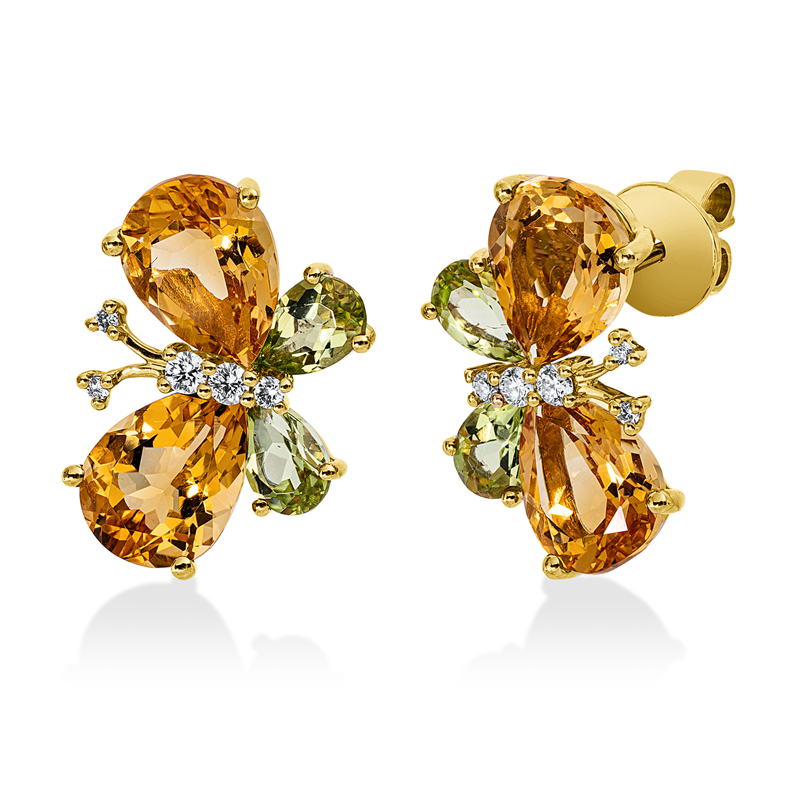 Tier Ohrstecker Gelbgold 18kt 0,17ct