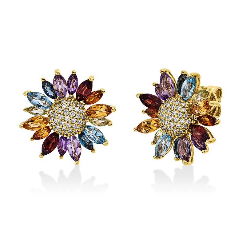 Rainbow & Multicolor Ohrstecker Gelbgold 18kt 0,26ct