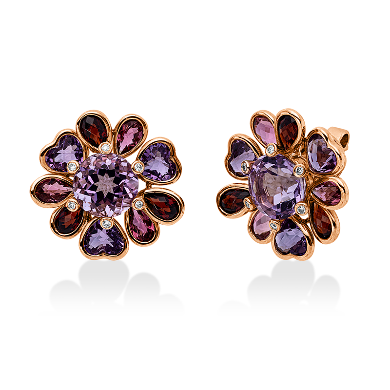 Farbstein Fashion Ohrstecker Rotgold 18kt 0,07ct