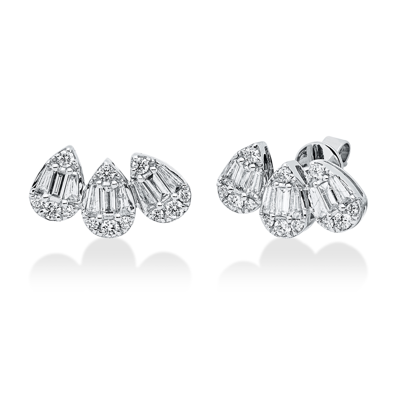 Baguette Illusion Ohrstecker Weißgold 18kt 0,92ct