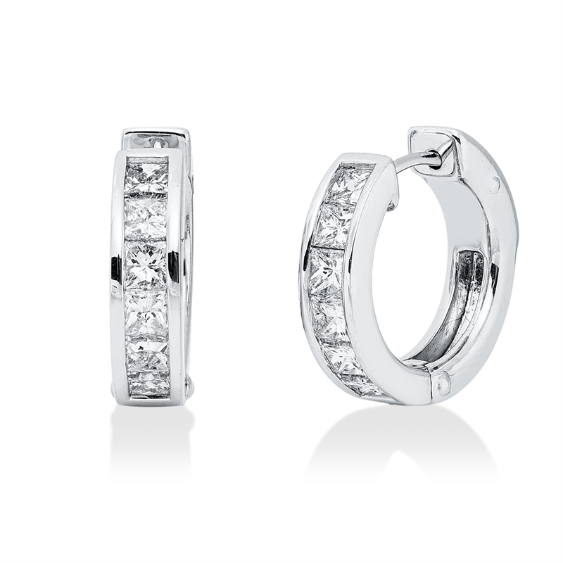 Baguette Creolen Weißgold 14kt 1,14ct