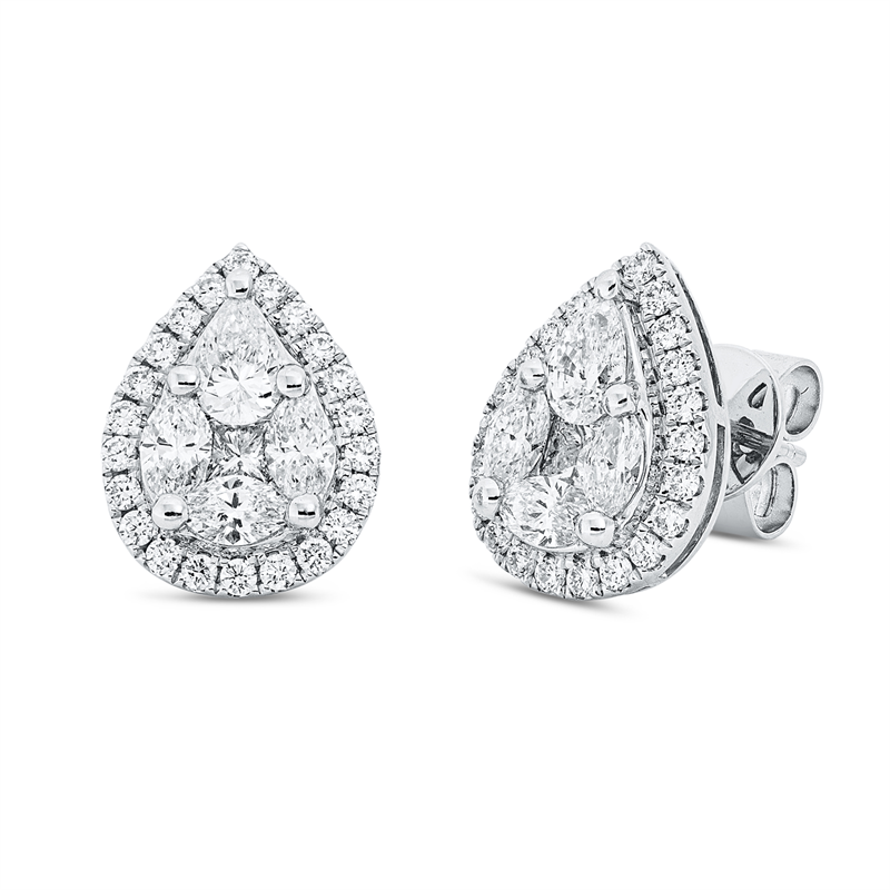 Baguette Illusion Ohrstecker Weißgold 18kt 1,7ct
