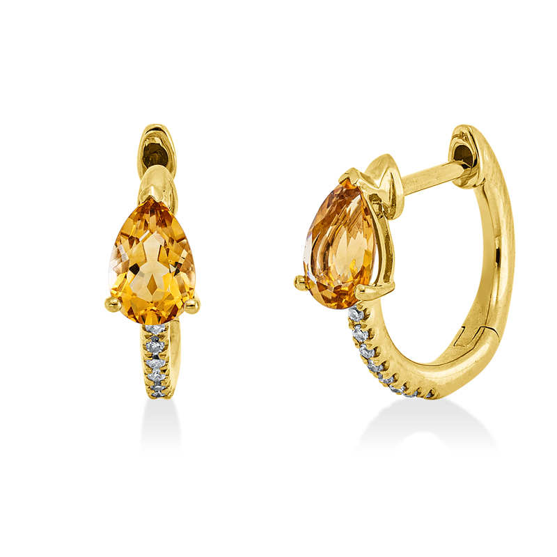Farbstein Fashion Creolen Gelbgold 18kt 0,05ct