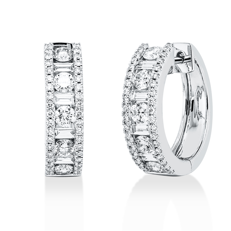 Baguette Creolen Weißgold 18kt 1,28ct